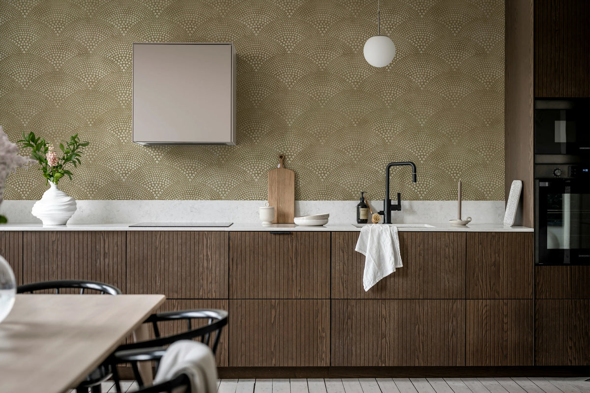 Shimmer Fan, Beige Mural Wallpaper - room preview 03