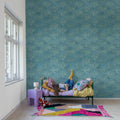 Shimmer Fan, Blue Mural Wallpaper - room preview 03