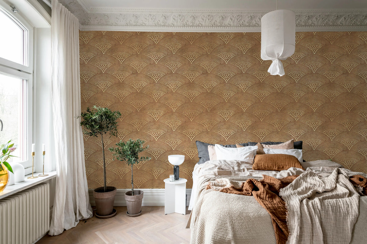Shimmer Fan, Rust Mural Wallpaper - room preview 03
