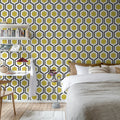 Bold Hexagon, Yellow Mural Wallpaper - room preview 03