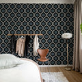 Bold Hexagon, Blue Mural Wallpaper - room preview 03