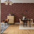 Hexaeder, Burgundy Mural Wallpaper - room preview 03