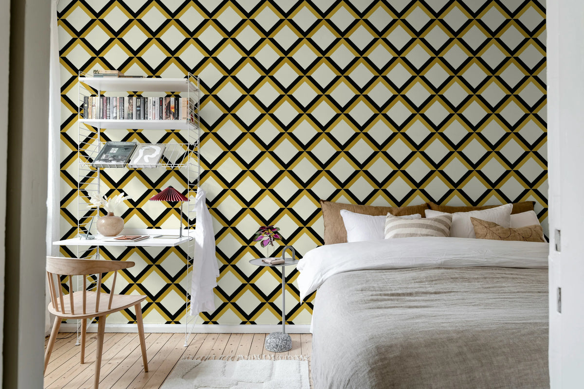 Lattice, Creme Mural Wallpaper - room preview 03