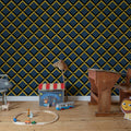 Lattice, Dark Blue Mural Wallpaper - room preview 03