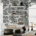 Woodland Toile, Gray Mural Wallpaper - room preview 03