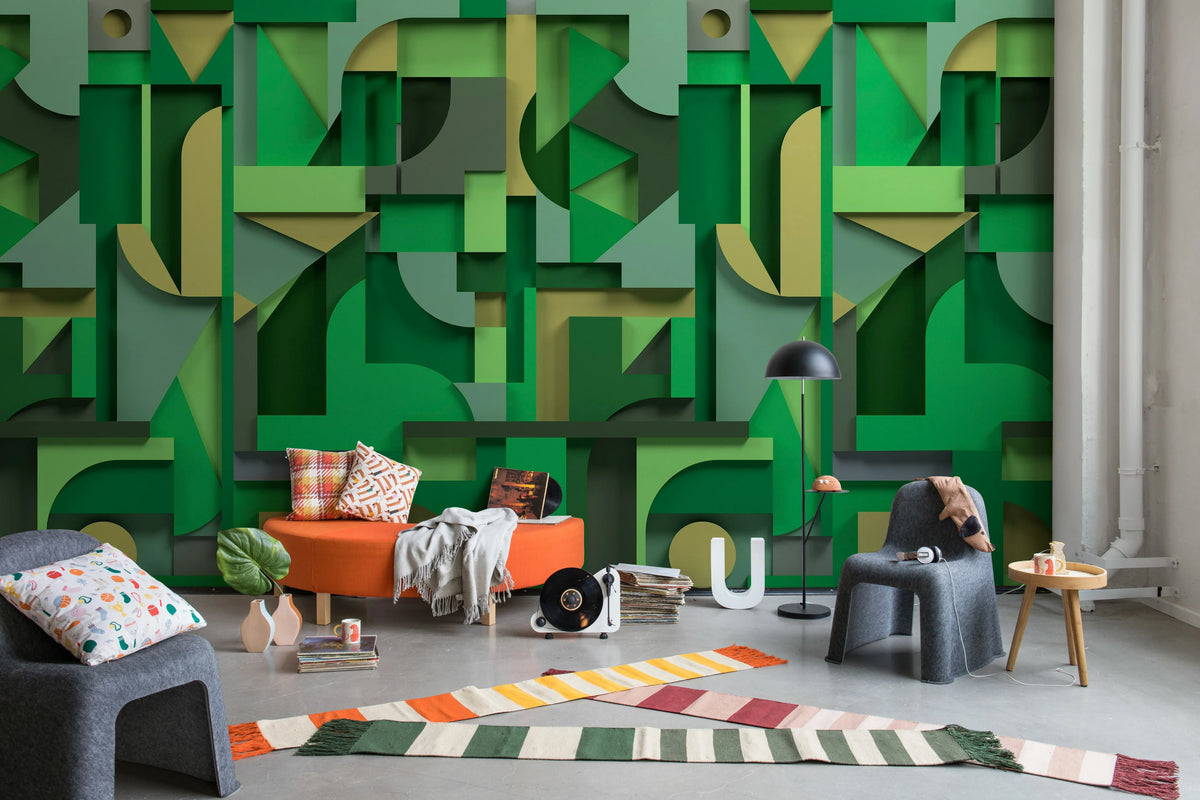 Caroline, Green Mural Wallpaper - room preview 03