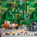 Caroline, Green Mural Wallpaper - room preview 03