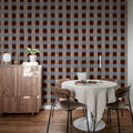 Gingham, Burgundy Mural Wallpaper - room preview 03