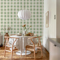 Gingham, Light Green Mural Wallpaper - room preview 03