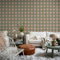 Gingham, Pink Mural Wallpaper - room preview 03