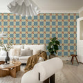 Bold Grid, Light Blue Mural Wallpaper - room preview 03