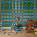 Bold Grid, Green Mural Wallpaper - room preview 03