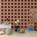 Bold Grid, Burgundy Mural Wallpaper - room preview 03