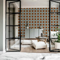 Bold Grid, Brown Mural Wallpaper - room preview 03