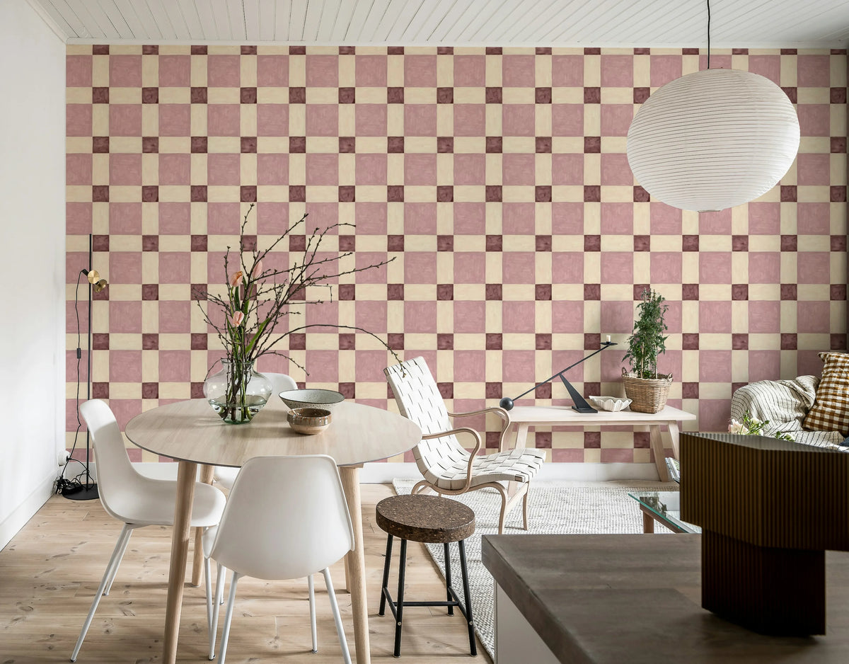 Artisan Square, Pink Mural Wallpaper - room preview 03