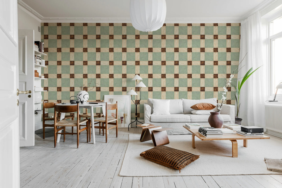 Artisan Square, Green Mural Wallpaper - room preview 03