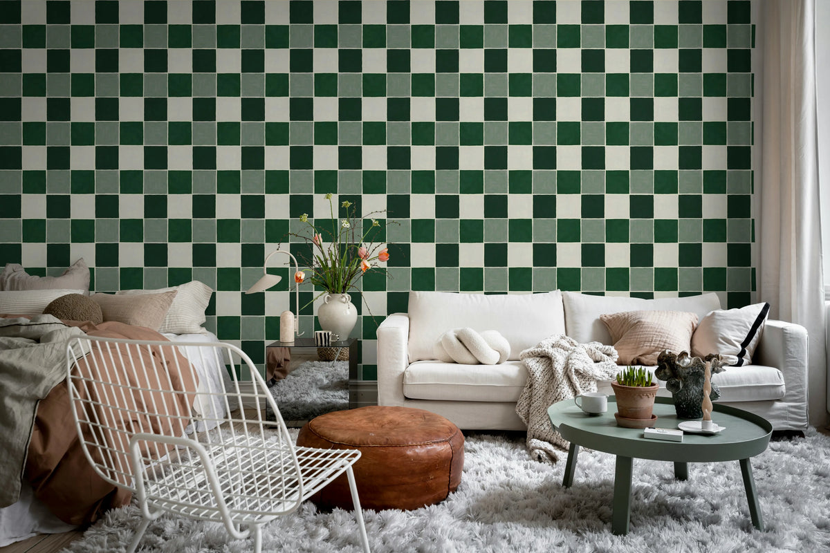Tile, Green Mural Wallpaper - room preview 03
