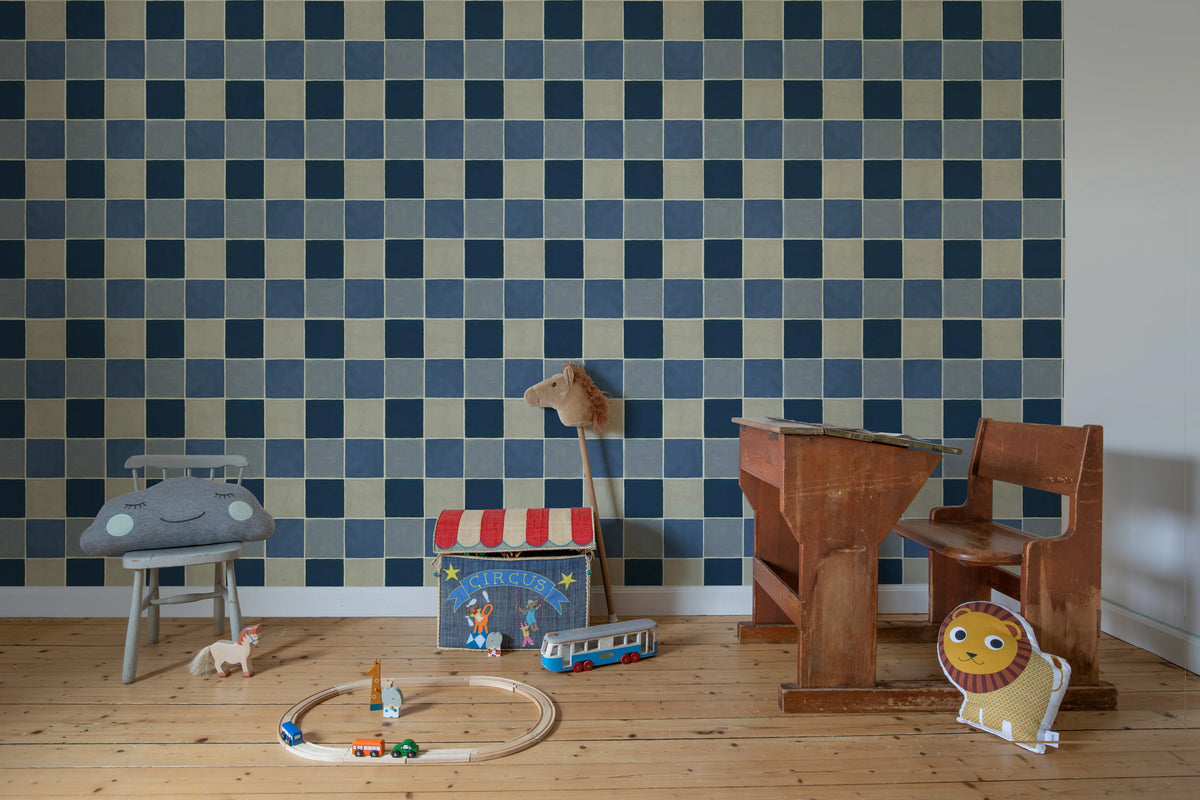 Tile, Blue Mural Wallpaper - room preview 03