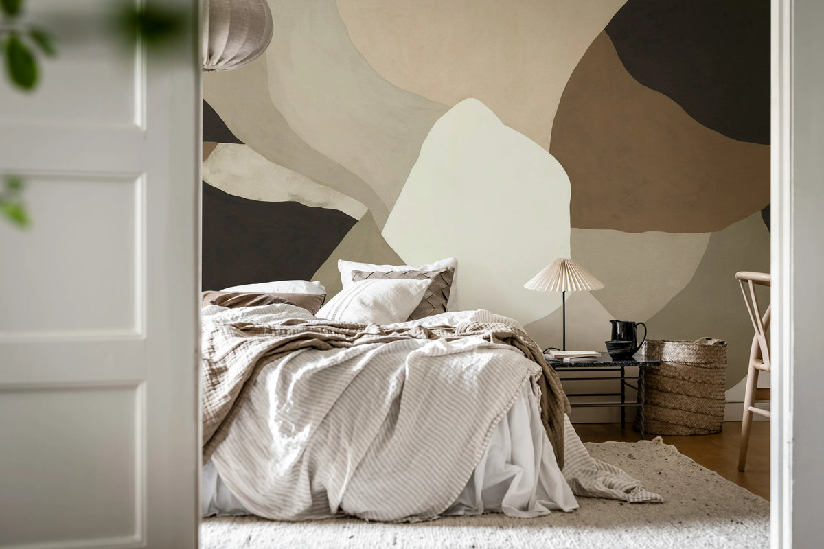 Abstract Fields, Dark Brown Mural Wallpaper - room preview 03