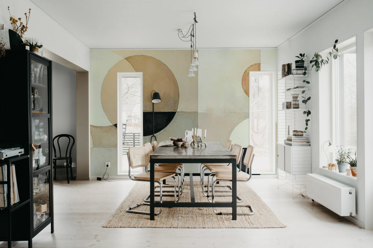 Circles, Beige Mural Wallpaper - room preview 03