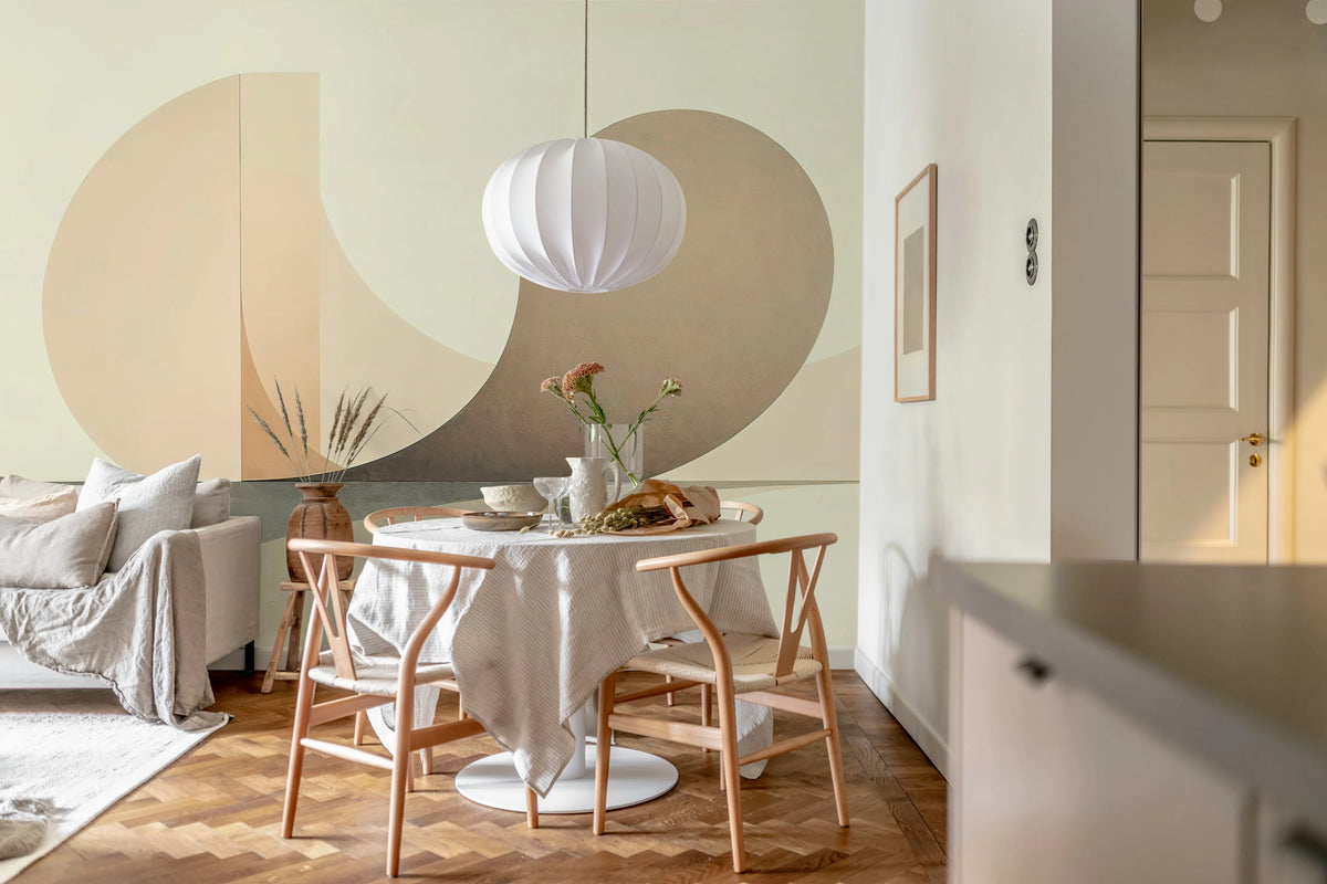 Circle Landscape, Beige Mural Wallpaper - room preview 03
