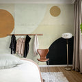Blocks and Circles, Beige Mural Wallpaper - room preview 03