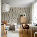 Ribbon Stripe, Gray Mural Wallpaper - room preview 03