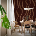 Ribbon Stripe, Burgundy Mural Wallpaper - room preview 03