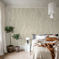 Ribbon Stripe, Beige Mural Wallpaper - room preview 03
