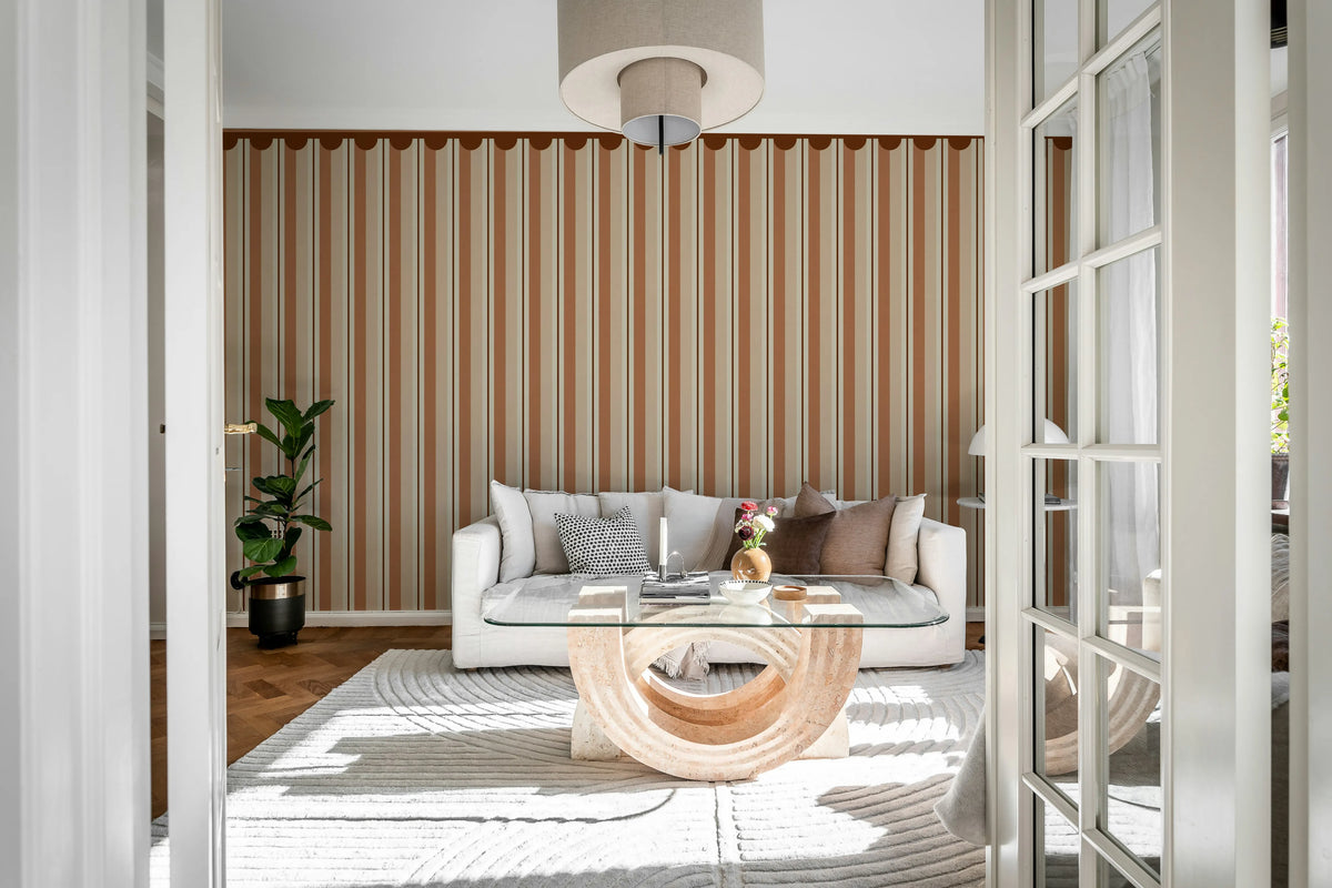 Border Stripe, Brown Mural Wallpaper - room preview 03