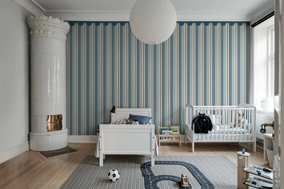 Border Stripe, Blue Mural Wallpaper - room preview 03