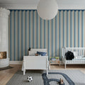 Border Stripe, Blue Mural Wallpaper - room preview 03