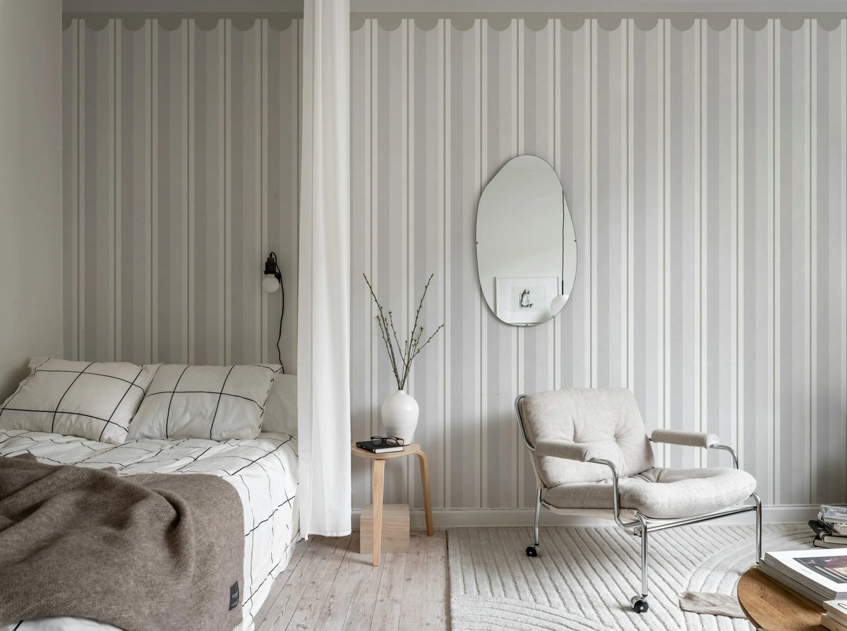 Border Stripe, Gray Mural Wallpaper - room preview 03