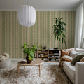 Wavy Stripe, Light Green Mural Wallpaper - room preview 03