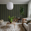 Wavy Stripe, Dark Green Mural Wallpaper - room preview 03