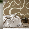 Twisting Lines, Nougat Mural Wallpaper - room preview 03