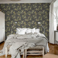 Koi Pond, Black Mural Wallpaper - room preview 03