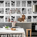 Playful Flora, Black & White Mural Wallpaper - room preview 03