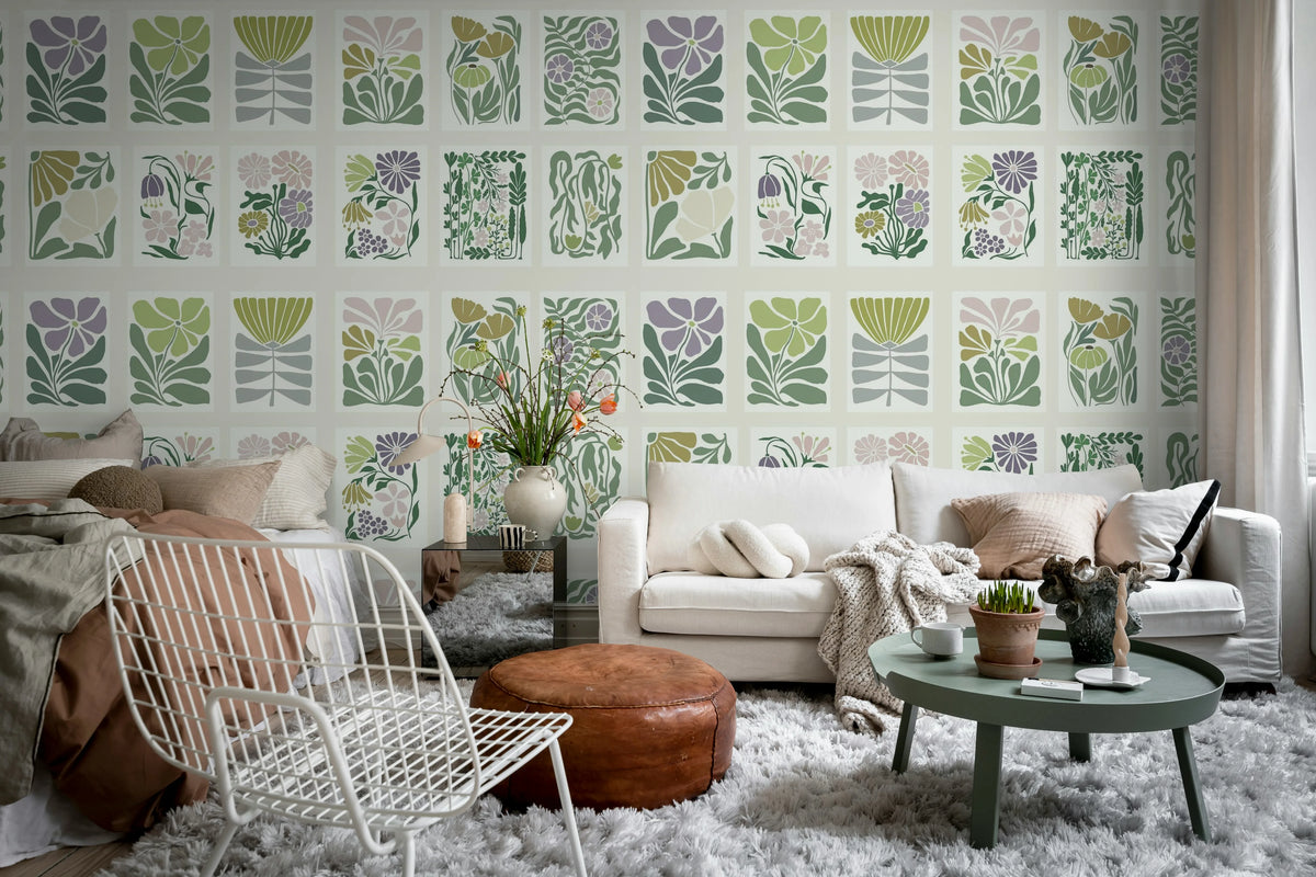Playful Flora, Pastel Mural Wallpaper - room preview 03