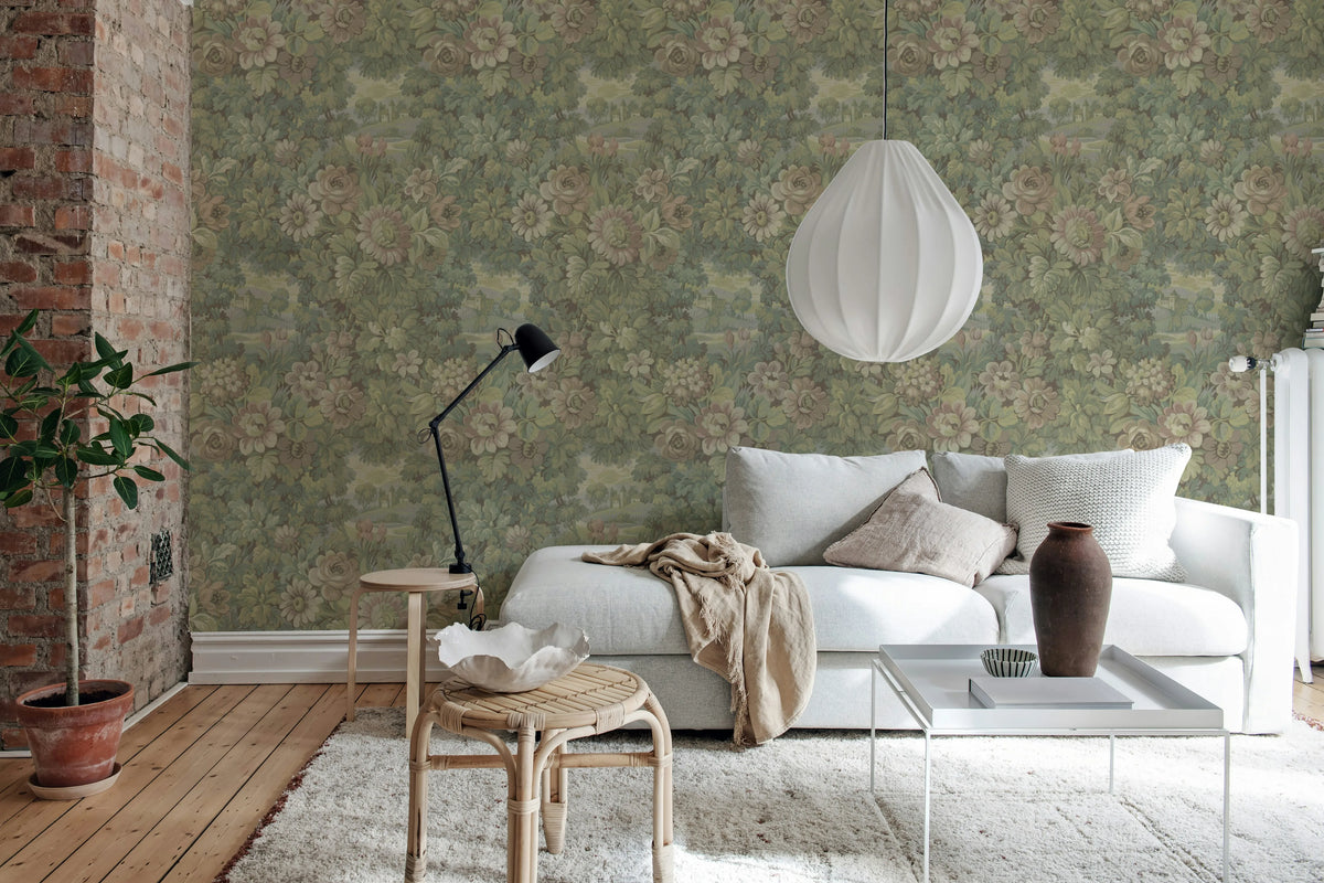 Botanical Manor, Soft Mural Wallpaper - room preview 03