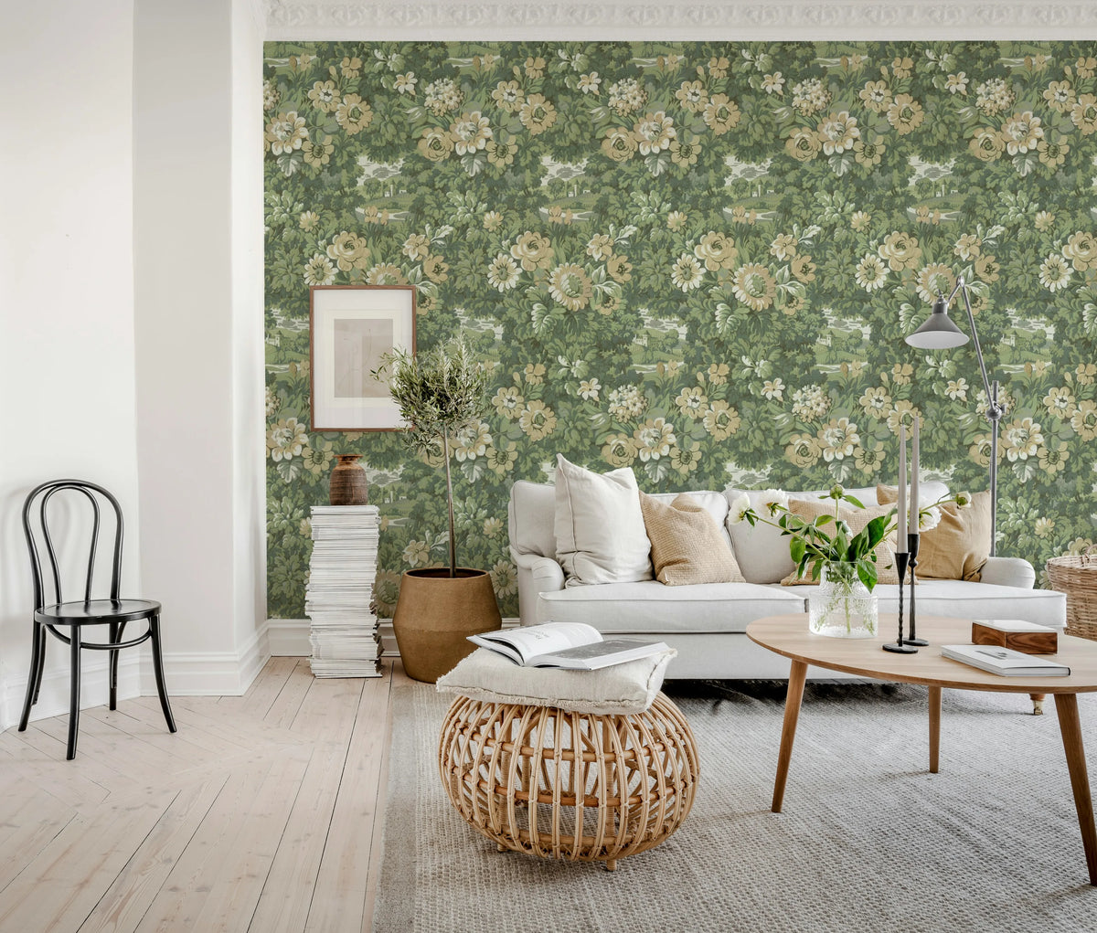 Botanical Manor, Peach Mural Wallpaper - room preview 03