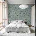 Silent Bloom, Blue Mural Wallpaper - room preview 03