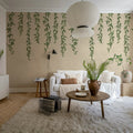 Hanging Leaves, Beige Mural Wallpaper - room preview 03