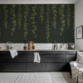 Hanging Leaves, Graphite Mural Wallpaper - room preview 03