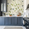 Soft Vines, Blue Mural Wallpaper - room preview 03