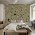 Soft Vines, Beige Mural Wallpaper - room preview 03