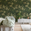 Heritage Floral, Green Mural Wallpaper - room preview 03