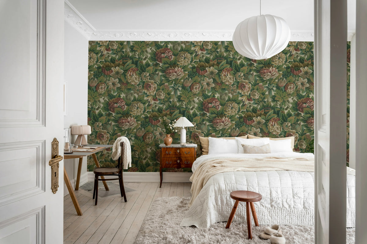 Heritage Floral, Red Mural Wallpaper - room preview 03
