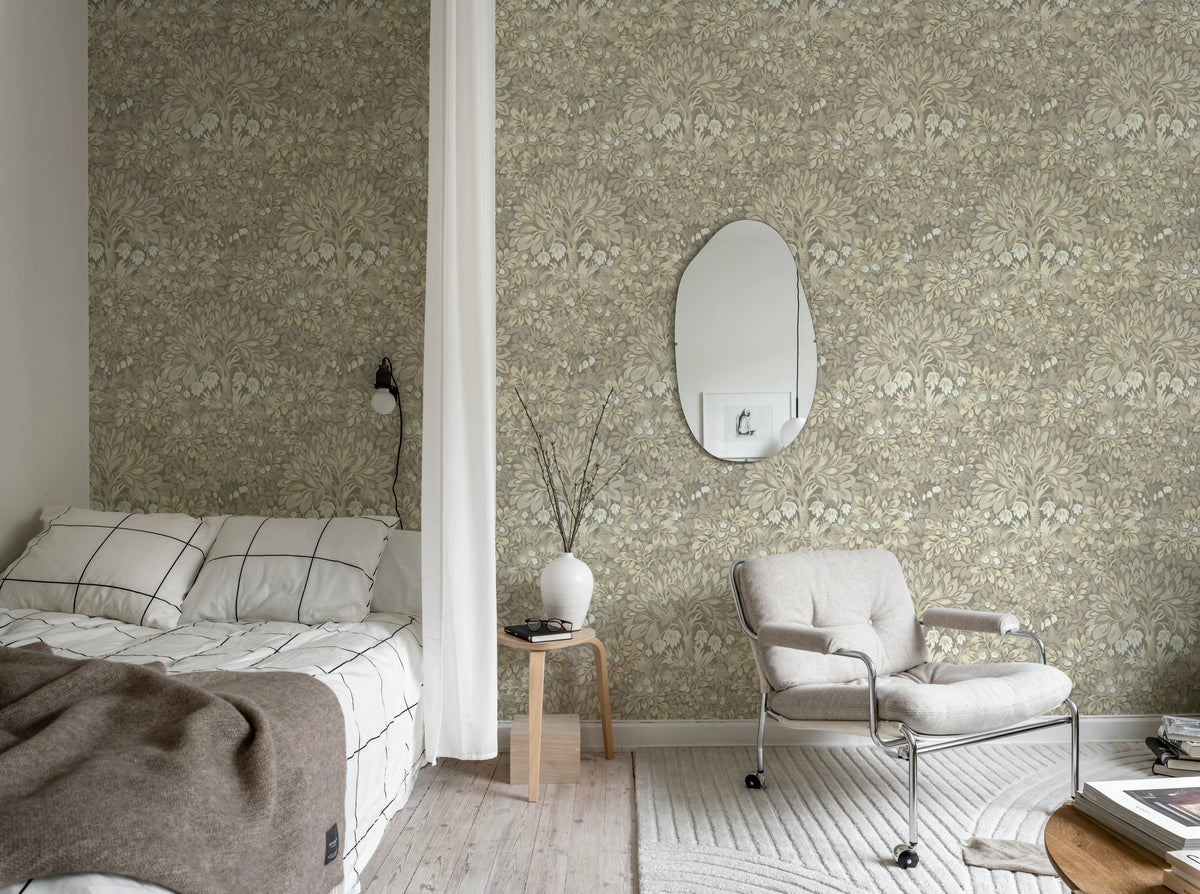 Flower Tree, Beige Mural Wallpaper - room preview 03