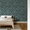 Flower Tree, Blue Mural Wallpaper - room preview 03